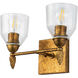 Fun Finial 2 Light 15 inch Gold Leaf with Antique Vanity Light Wall Light
